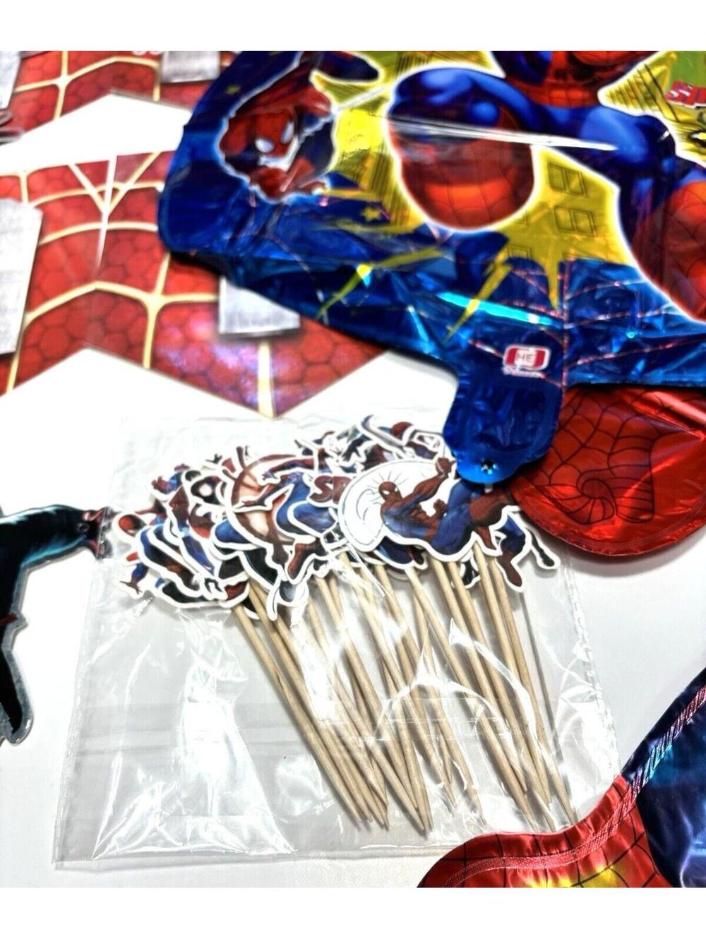 Spider-Man Birthday Party Decorations Set Banner Foil Balloons Cupcake Picks New - Picture 6 of 13